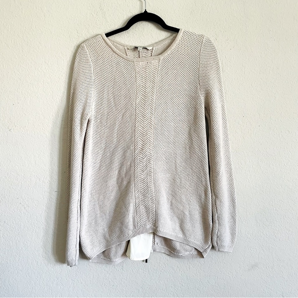 41 Hawthorn woman’s Cream Knit Sweater size S back extension zipper Fall Winter